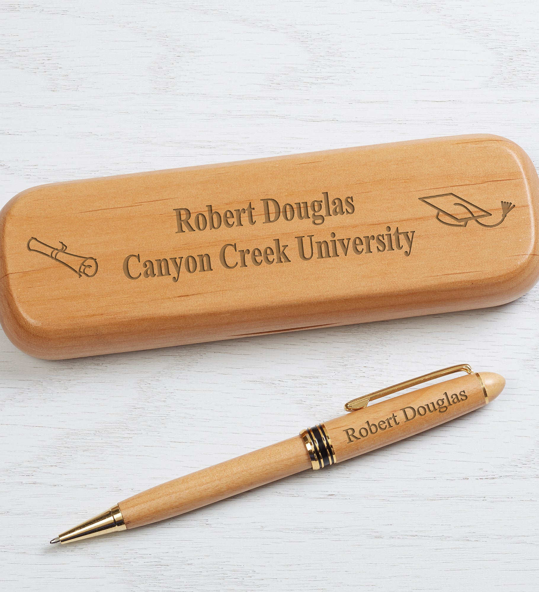 The Graduate Personalized Alderwood Pen Set